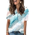 thumbnail image 1 of Otvok Fashionable Womens Summer Printed V-Neck T-Shirt Short Sleeve Casual Blouses, 1 of 6