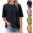 thumbnail image 1 of Otvok Plus Size Women Cotton and Linen T-Shirt Printed Short Sleeved Round Neck Tops, 1 of 6