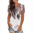 thumbnail image 1 of Patlollav Womens Plus Size Casual T-Shirt Feather Print Round-Neck Short Sleeve Tops Blouse, 1 of 6