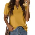 thumbnail image 1 of Patlollav Womens Plus Size Women Loose Short Sleeve V-Neck Solid Casual Blouse T-Shirt Tunic Tops, 1 of 6