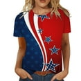 thumbnail image 1 of Patlollav Womens Plus Size Clearance Women Summer Casual Crewneck Short Sleeve T-Shirt Flag Print Fit Basic Tops, 1 of 6