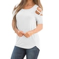 thumbnail image 1 of Patlollav Womens Plus Size 3/4 Sleeve Crisscross Strappy Cold Shoulder T-Shirt Tops Blouses, 1 of 5