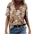 thumbnail image 1 of Patlollav Womens Plus Size Casual T-Shirt Floral Print V-Neck Short Sleeve Pullover Blouse Tops, 1 of 5
