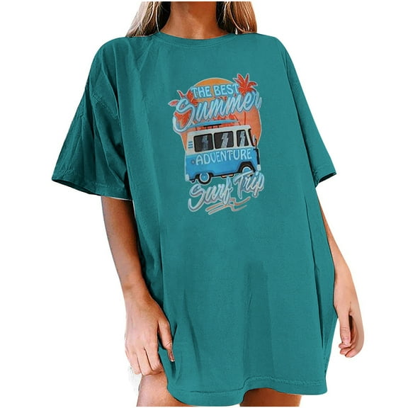 Patlollav Womens Plus Size,Womens Vintage Drop Sleeve Print Pattern Casual Short Sleeve Tops Blouse