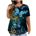 thumbnail image 1 of Patlollav Womens Plus Size Shirts Elegant Floral Print Tunic Tops Summer Crewneck Short Sleeve Tshirts 2024 Oversize Tee Shirts, 1 of 5