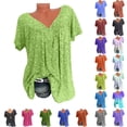 thumbnail image 1 of NominalSnug Women Plus Size Tops Short Sleeve V-Neck Print Pullover Blouses, 1 of 6