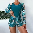 thumbnail image 1 of Patlollav Womens Rash Guard Two Piece Long Sleeve Swim Shirt with Shorts Swimsuit Bathing Suit Plus Size, 1 of 6