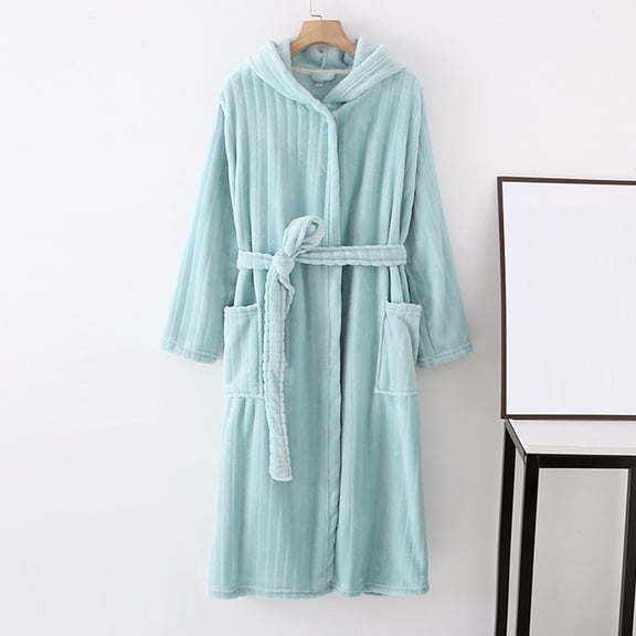 Patlollav Womens Robe Bathrobe Lengthening Keep Warm Pockets Pajamas For Men and Women Nightgown