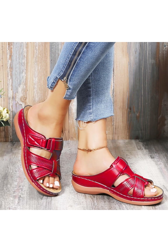 Patlollav Womens Sandals Summer New Style Plus Size Casual Wedge Heel Adult Women In-line Sandals