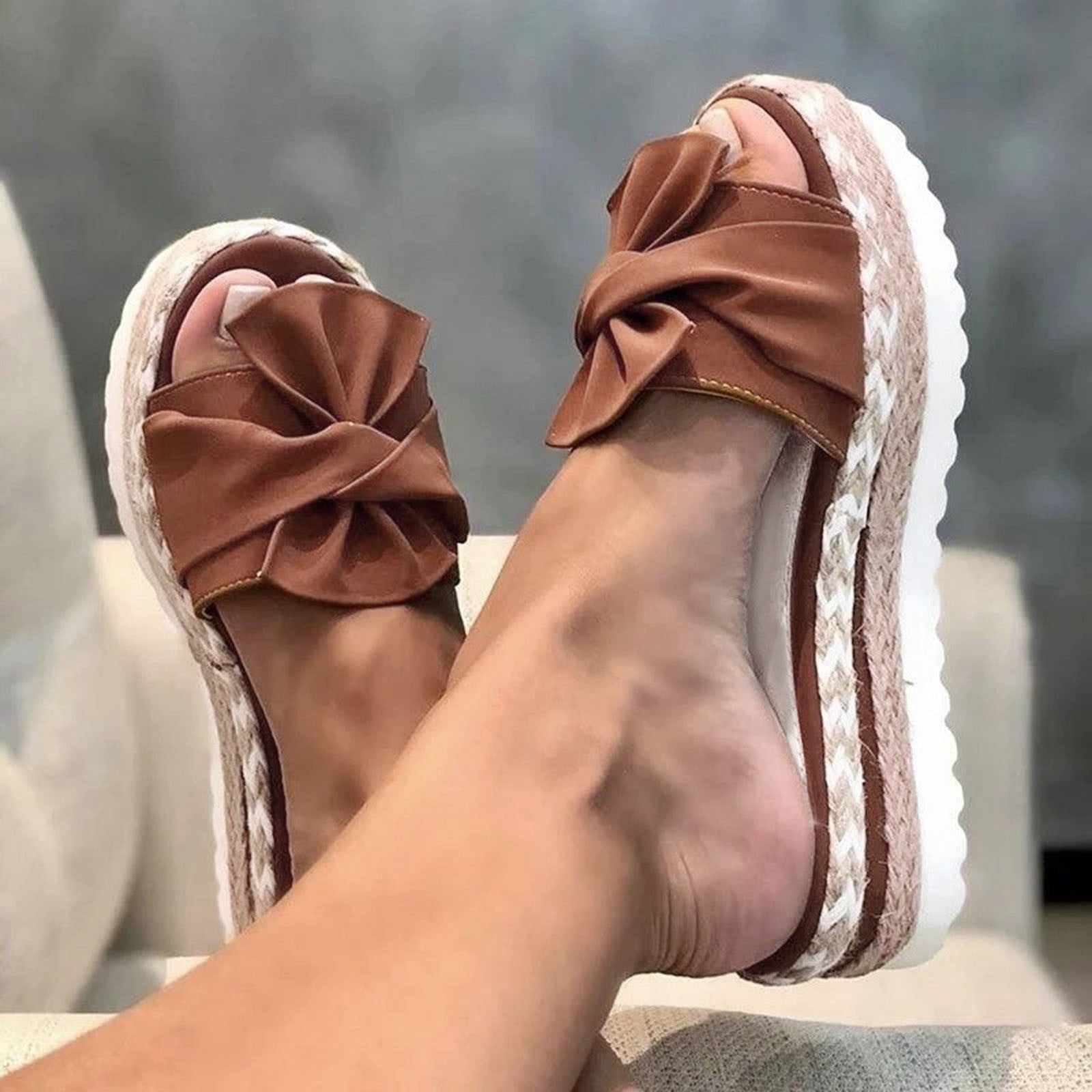 Patlollav Womens Clearance Summer Comfortable Wedge Slippers Woman Wear  Thick Bottom Casual Beach Sandals