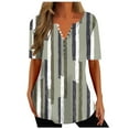 thumbnail image 1 of Patlollav Womens Short Sleeve Tops Fashion Print V-neck Spring Summer Shirts, 1 of 6