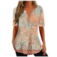 thumbnail image 1 of Patlollav Womens Short Sleeve Tops Fashion Print V-neck Spring Summer Shirts, 1 of 6