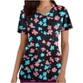 thumbnail image 1 of Otvok Womens Work Uniform,Nurse Uniforms Scrub Tops for Women Valentine's Day Print Short Sleeve V-Neck Blouses with Pockets, 1 of 6