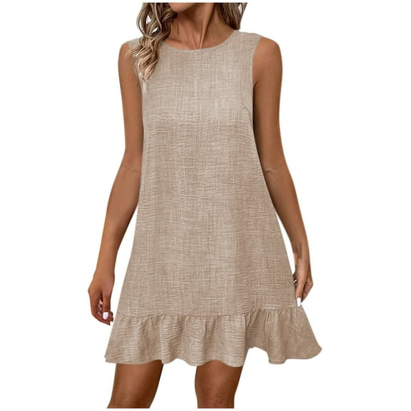 Patlollav Womens Spring/Summer Vest Dress Ruffle Sleeveless Casual Dresses