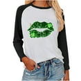 thumbnail image 1 of Patlollav Womens St. Patrick's Day Tops Spring Patchwork Long Sleeve Casual Tee Shirts, 1 of 6