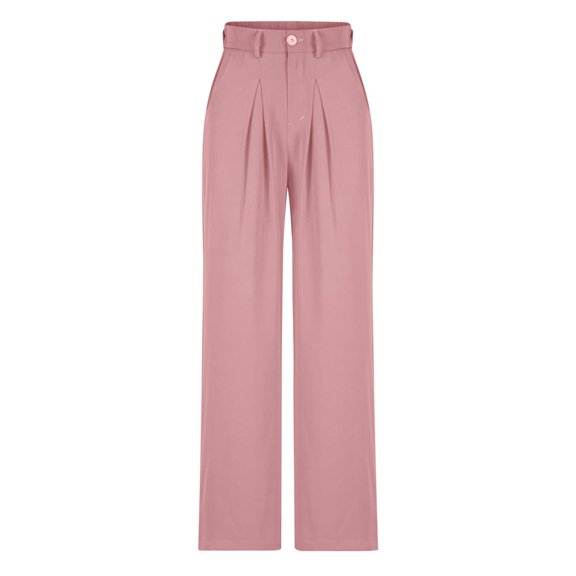 Patlollav Womens Straight Leg Pants 2024 High Waisted Button Down Stretchy Work Trousers with Pockets