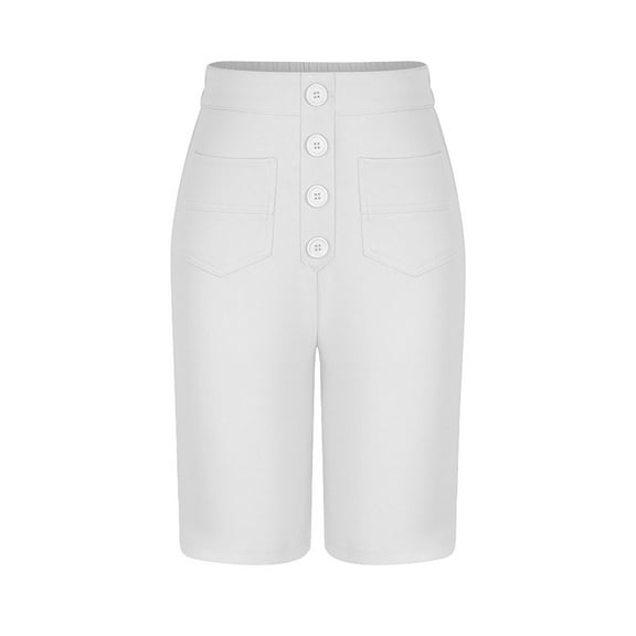 Patlollav Womens Summer High Waisted Shorts Summer Straight Wide Leg Short Stretchy Office Work Sport Shorts