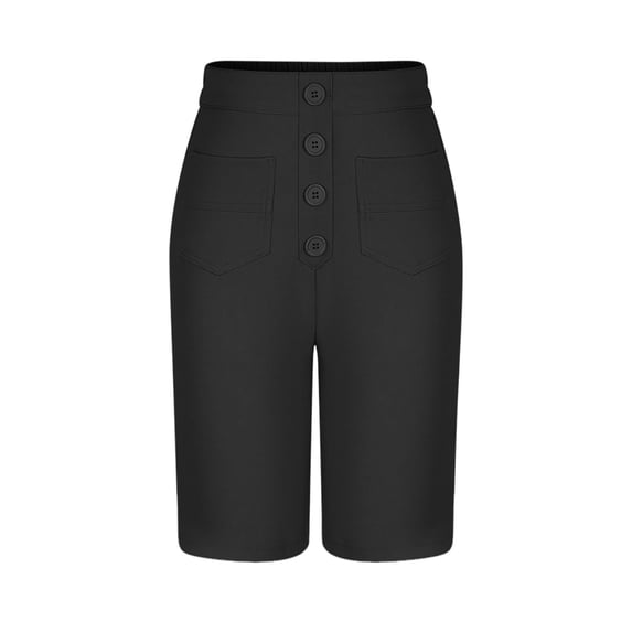 Patlollav Womens Summer High Waisted Shorts Summer Straight Wide Leg Short Stretchy Office Work Sport Shorts
