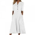 thumbnail image 1 of Patlollav Womens Summer Print Causal V-Neck Button Short Sleeve Vacation Pockets Dress, 1 of 6