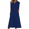 thumbnail image 1 of Patlollav Womens Summer Print Causal V-Neck Button Short Sleeve Vacation Pockets Dress, 1 of 6