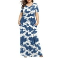 thumbnail image 1 of Patlollav Plus Size Dresses Womens Printed Short Sleeve Round Neck Pleated Pocket Ankle Length Dress, 1 of 6