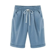 Patlollav Womens Summer Shorts Solid Five Points Plus Size Pants on Clearance