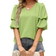 thumbnail image 1 of Patlollav Womens Summer T-Shirts Double Puff Sleeve Blouses Summer Half Sleeve Dot Tops Blouse, 1 of 6