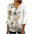 thumbnail image 1 of Patlollav Womens T-Shirts Casual 3/4 Sleeve Print Basic Tunic Tops on Ladies, 1 of 6