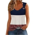 thumbnail image 1 of Patlollav Womens Tank Top Under $10, Tank Top for Women Sexy Fashionable Three Color Block Camisole Metal Round Neck Blouse, 1 of 6