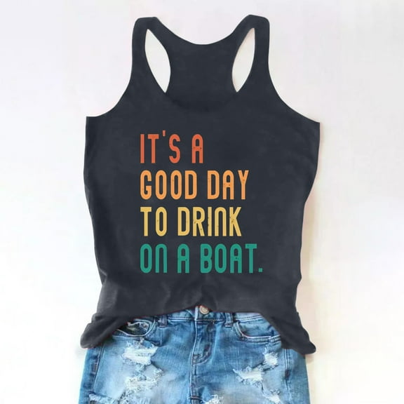 Patlollav Womens Tank Tops Girls Summer Beach Funny Graphic Racerback Tanks Vest Sayings Blouse