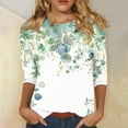 thumbnail image 1 of Patlollav Womens Tops 3/4 Sleeve Shirts Crew Neck Loose Casual Blouses Floral Print Tshirts, 1 of 6