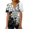 thumbnail image 1 of Patlollav Womens Tops Casual Short Sleeve Shirts V Neck Loose Casual Blouses Floral Print Tshirts, 1 of 6