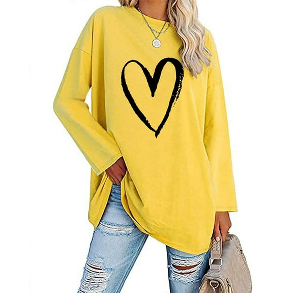 Patlollav Womens Tops Classic Floral Print Crewneck Long Sleeve Loose Blouses Shirt