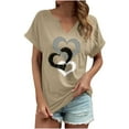 thumbnail image 1 of Patlollav Womens Tops Ladies Fashion Print Casual V-Neck Short Sleeve Loose T-Shirt Tops, 1 of 6