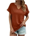 thumbnail image 1 of Patlollav Womens Tops Ladies Fashion Solid Color Casual V-Neck Short Sleeve Loose T-Shirt Tops, 1 of 6