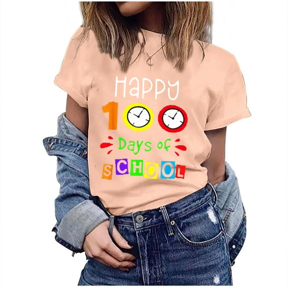 Patlollav Womens Tops Ladies Multi-Color Short Sleeve T-Shirt Graphic Print Tops