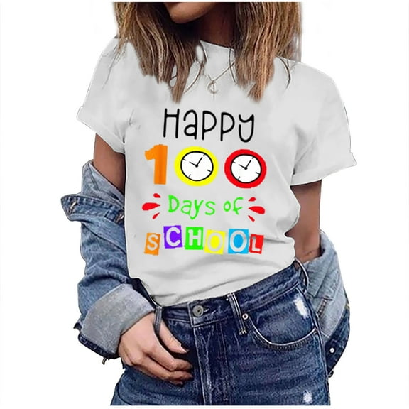 Patlollav Womens Tops Ladies Multi-Color Short Sleeve T-Shirt Graphic Print Tops