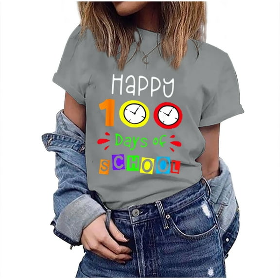 Patlollav Womens Tops Ladies Multi-Color Short Sleeve T-Shirt Graphic Print Tops