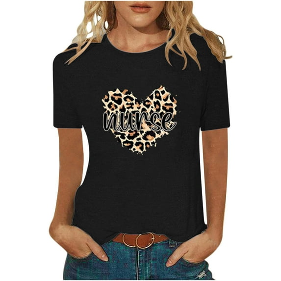 Patlollav Womens Tops Clearance,Ladies Tee Shirts Plus Size Fashion Funny Print Casualfit Blouse