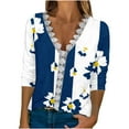 thumbnail image 1 of Patlollav Womens Tops Print Lace 3/4 Sleeve Blouses, 1 of 6