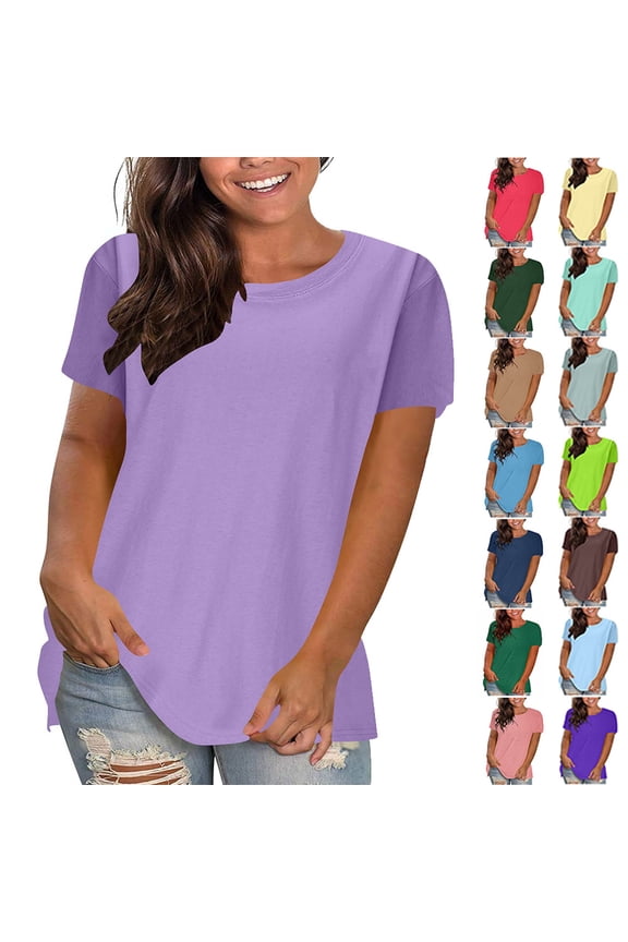 Otvok Short Sleeve Tops for Women's Summer T-Shirts Casual Blouse Crew Neck Basic Pullover Loose Fit Tee