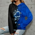 thumbnail image 1 of Patlollav Womens Tops Color Contrast Rose Print Long Sleeve Hooded Sweatshirts, 1 of 1