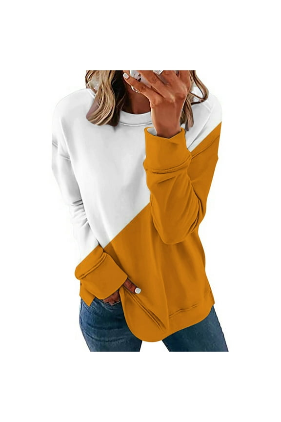 Womens Tops Long Sleeve Comfortable Breathable Round-Neck Shirt