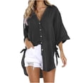 thumbnail image 1 of Patlollav Womens Tops Single Breasted Long Sleeve Shirt Loose Lapel Blouse with Pockets on Ladies, 1 of 6
