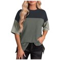 thumbnail image 1 of Patlollav Womens Tshirts Under $10, Women's Summer Round Neck Shirt Fashion Versatile Casual Color Block Short-Sleeve Blouse, 1 of 6
