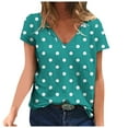 thumbnail image 1 of Patlollav Womens V-Neck Dot Print T-Shirt Fashion and Comfortable Short Sleeve Tops on Ladies, 1 of 6