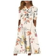 thumbnail image 1 of Patlollav Womens V-Neck Short Sleeve Dress Print Casual Dress with Pockets, 1 of 6