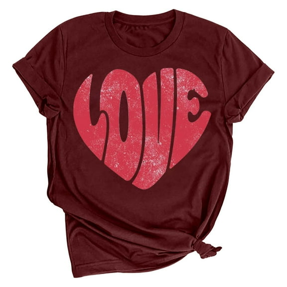Patlollav Womens Valentine's Day Tops Short Sleeve Shirt