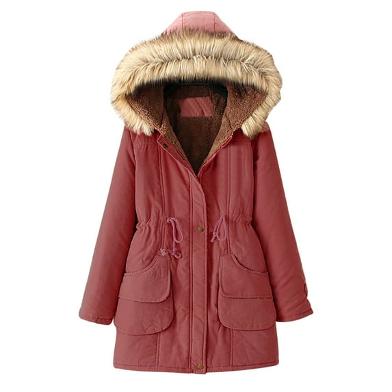Patlollav Womens Warm Long Coat Hoodies Jacket Slim Winter Parkas Outwear Tops with Pockets