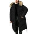 thumbnail image 1 of Patlollav Womens Winter Fashion Tooling Long Slim Hooded Cotton Jacket Coat, 1 of 6